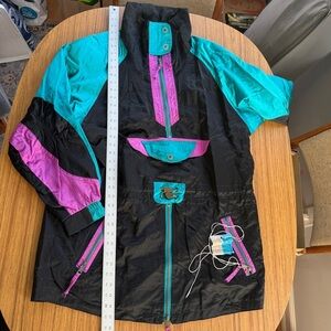 Vintage Gerry 80s 90s Ski Jacket Teal Purple Mt. Bachelor Ticket Medium